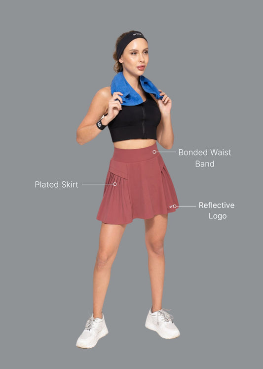 Pleated Skort with Bonded Waistband