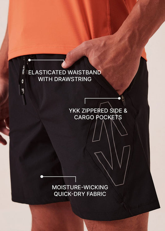 Mens Regular Fit Gym Shorts - Black - S