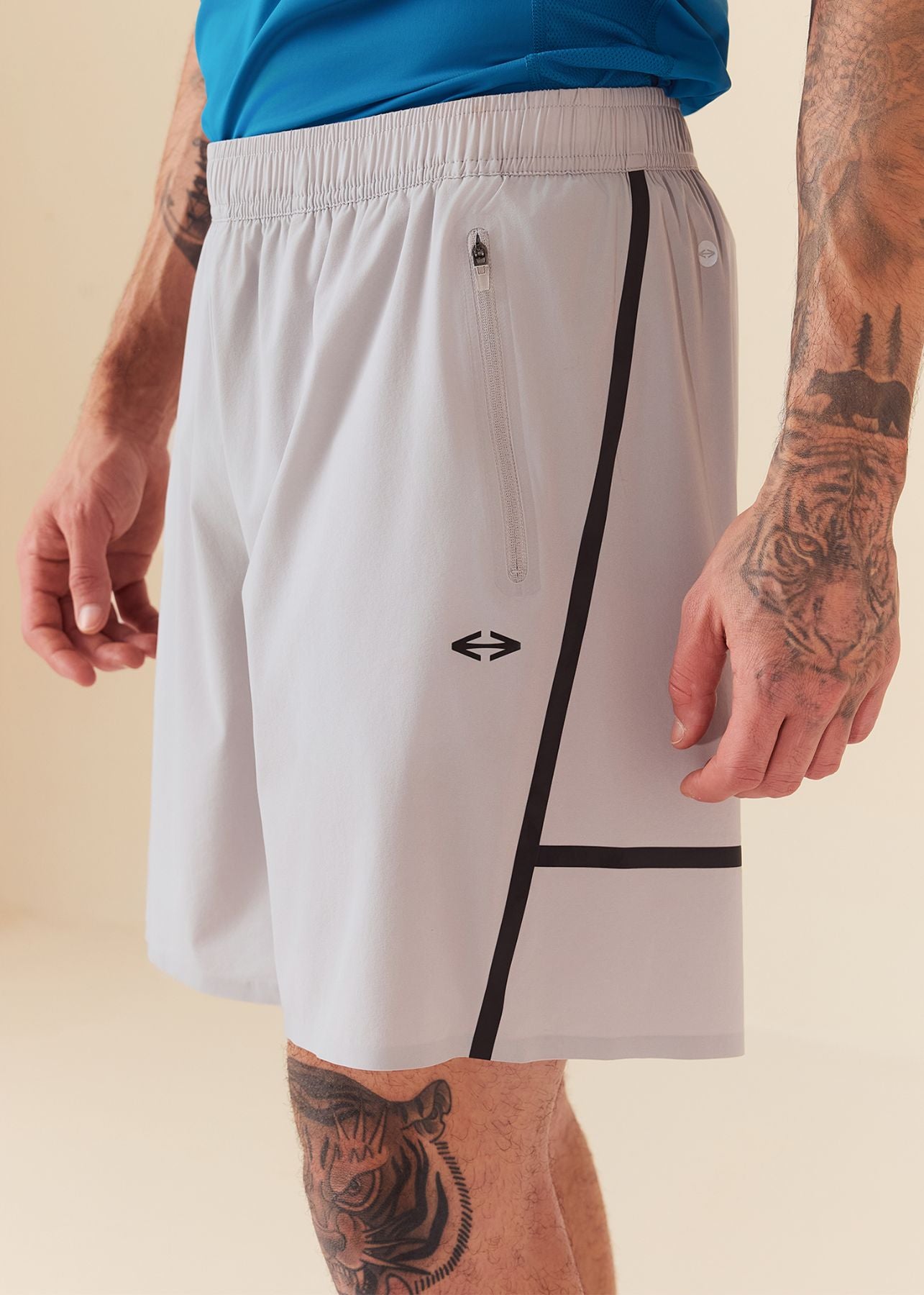 Mens Multi-Pocket Gym Shorts - Ultimate Grey