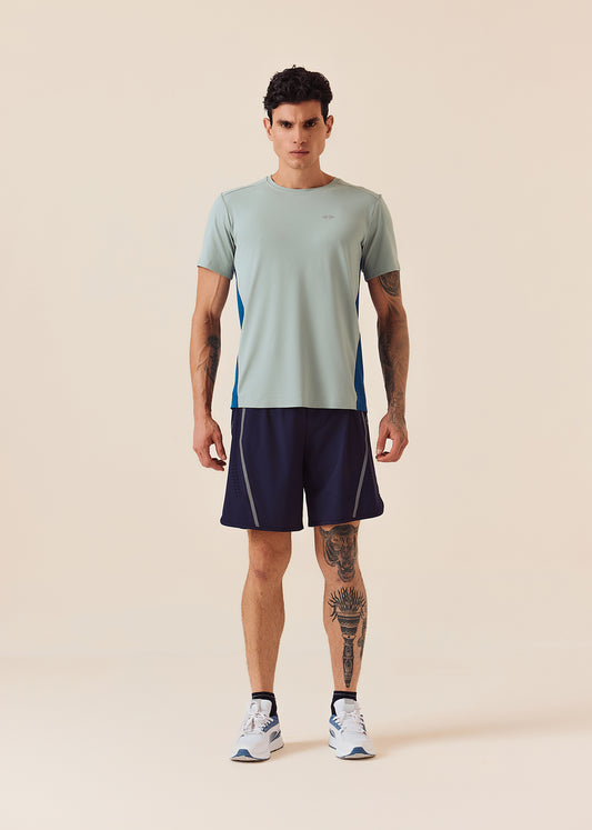 Mens Colour-Block Gym T-Shirt - Grey Sage - S