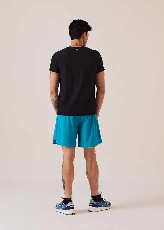Mens Split Hem Gym Shorts - Ocean Teal - S