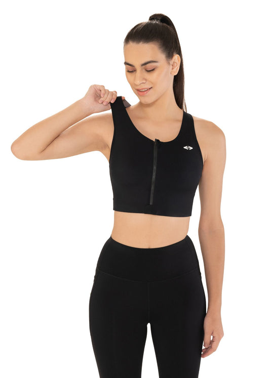 Nylon Women Zip Fit Sports Bra