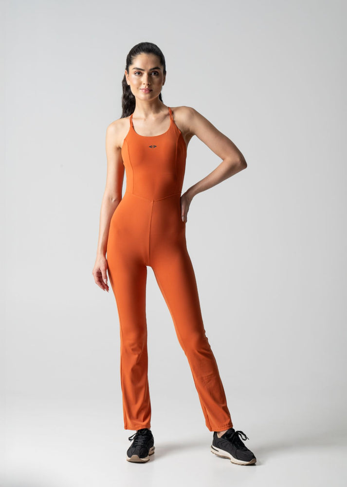 STRCH Criss-Cross Back Jumpsuit For Women - Orange