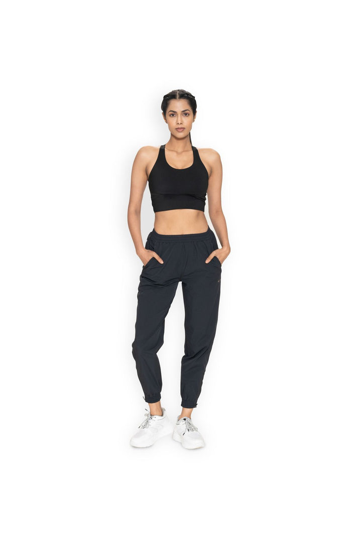 STRCH Nylon Women Sleek Zip Pants - Black