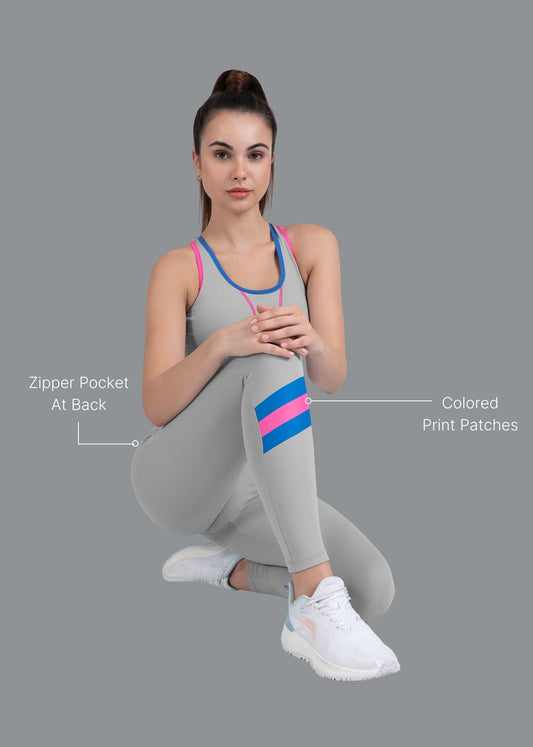 Nylon Women's Tri-Color Flex High Waist Leggings