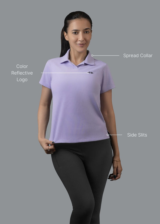 Nylon Women's Sporty Textured Polo Top