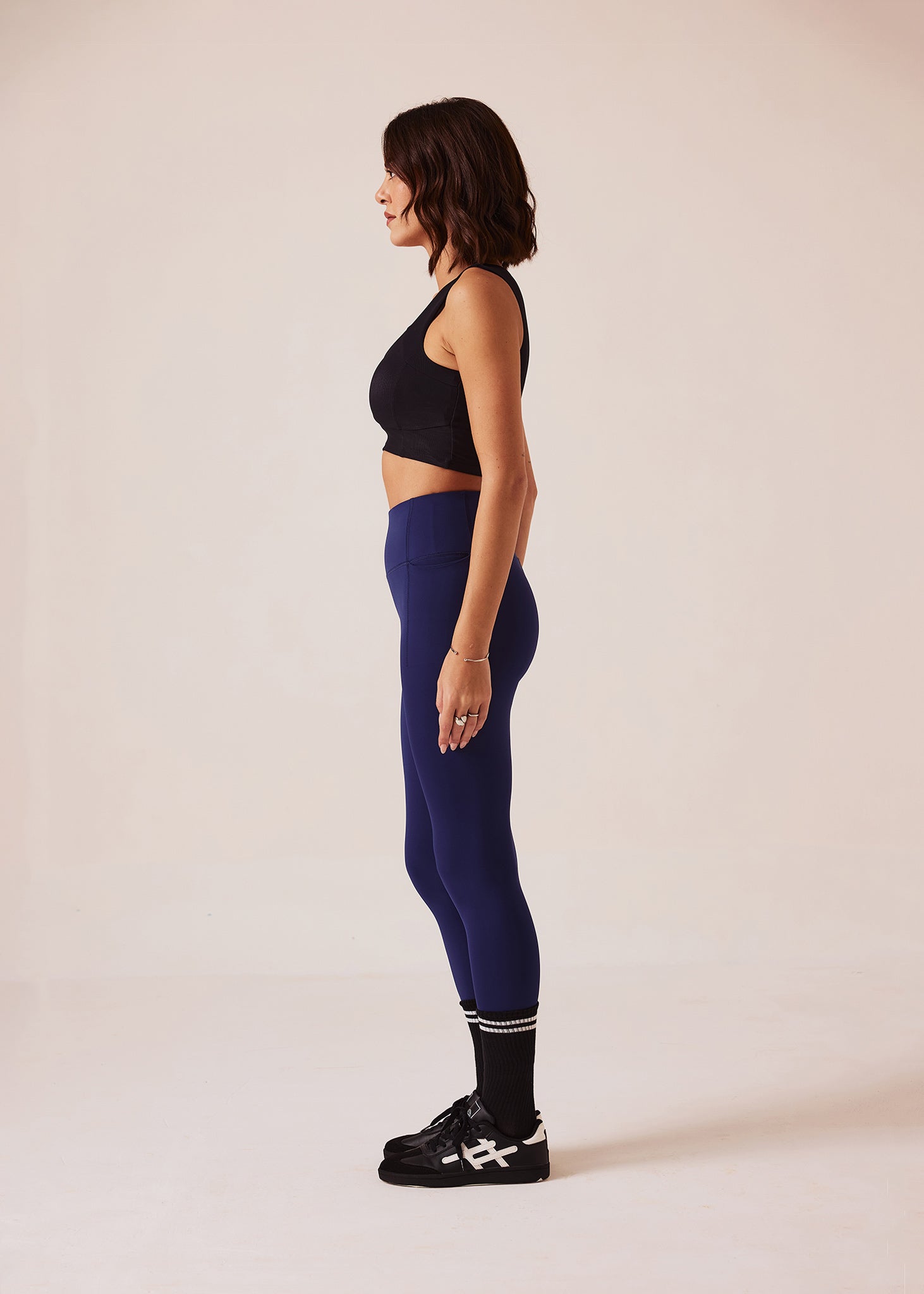 Womens Gym-to-Yoga High Waist Leggings - Navy - L