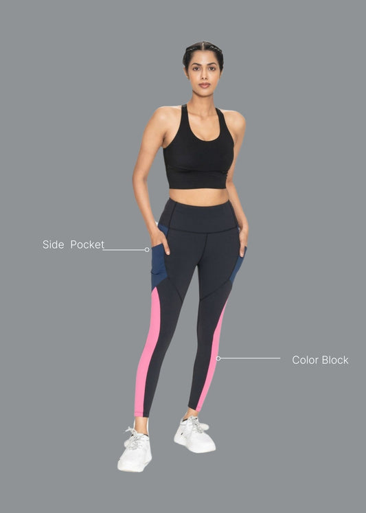 Nylon Women's Color Block Leggings